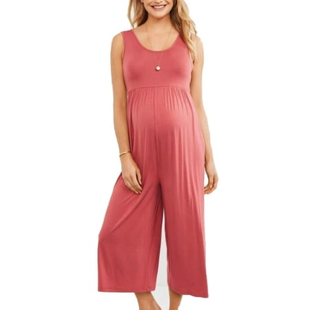 

Tapsier Womens Maternity Sleeveless Jumpsuit Playsuit Wide Leg Pants Romper Pink