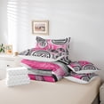 thumbnail image 6 of Homewish Modern Abstract Artistic 7pcs Bedding Comforter Set,Geometric Circle Queen Bedding Sets,Pink Gray White Queen Sheet Sets For Girls,Luxury Bedroom Decor Reversible, 6 of 8