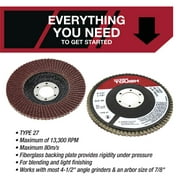 Hyper Tough2 Pack 80 Grit Flap Discs Abrasive Material 4-1/2 inch Diameter with 7/8 inch Arbor, Brown Color