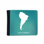 South America Continent Outline Map Flip Bifold Faux Leather Wallet  Multi-Function Card Purse