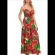 thumbnail image 3 of Vestido de Verano 2025 para Mujer, con Estampado Floral, Lazo Frontal, Tirantes Finos, Informal, Bohemio, para Playa, Suelto, Rojo, Talla L, 3 of 6