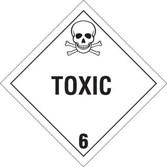 BRADY 60435 Vehicle Placard,Toxic 6,Black/White