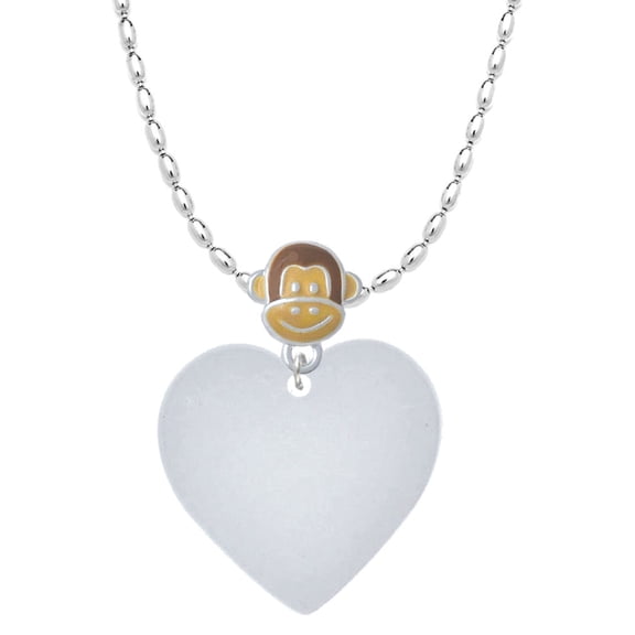 Delight Jewelry Acrylic 1" Imitation Pearl Heart Mia Monkey Charm Necklace
