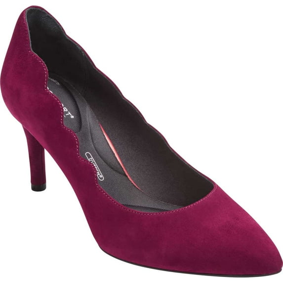 Women's Rockport Total Motion Pointy Toe Scallop Pump Port Wine Suede 9 M