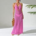thumbnail image 4 of Halter Swimsuit Cover Ups for Women Crochet Knit Hollow Out Sleeveless Long Maxi Sundresses, 4 of 7