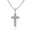 White, variant on Stainless Steel Large Padre Nuestro Spanish Prayer Mens Cross Necklace, 24"