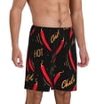 thumbnail image 2 of Logiee Hot Chili Print Men's Pajama Shorts with Drawstring & Pockets,Sleep Shorts for Men,Sleepwear Bottoms,Elastic Waistband Loungewear-4X-Large, 2 of 6