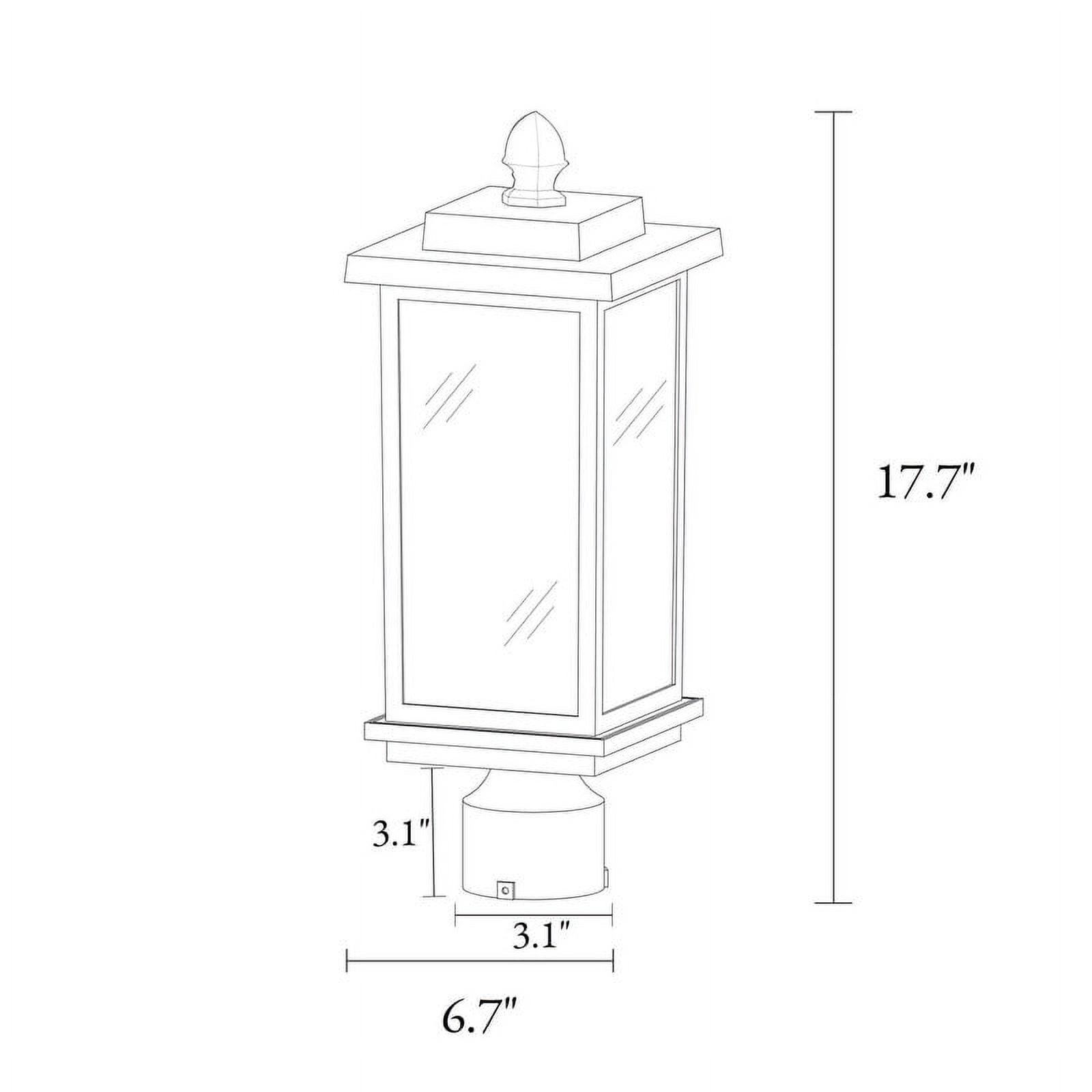 LNC Outdoor Post Lantern, 17.7" Tall Black Landscape Light with Clear Glass Panels