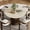 Walnut, variant on BEDEEP 43" Round Dining Table for 2-4 with Storage, Large Travertine Dining Table with Sintered Stone Top, Modern Pedestal Fluted Kitchen Table, BLack