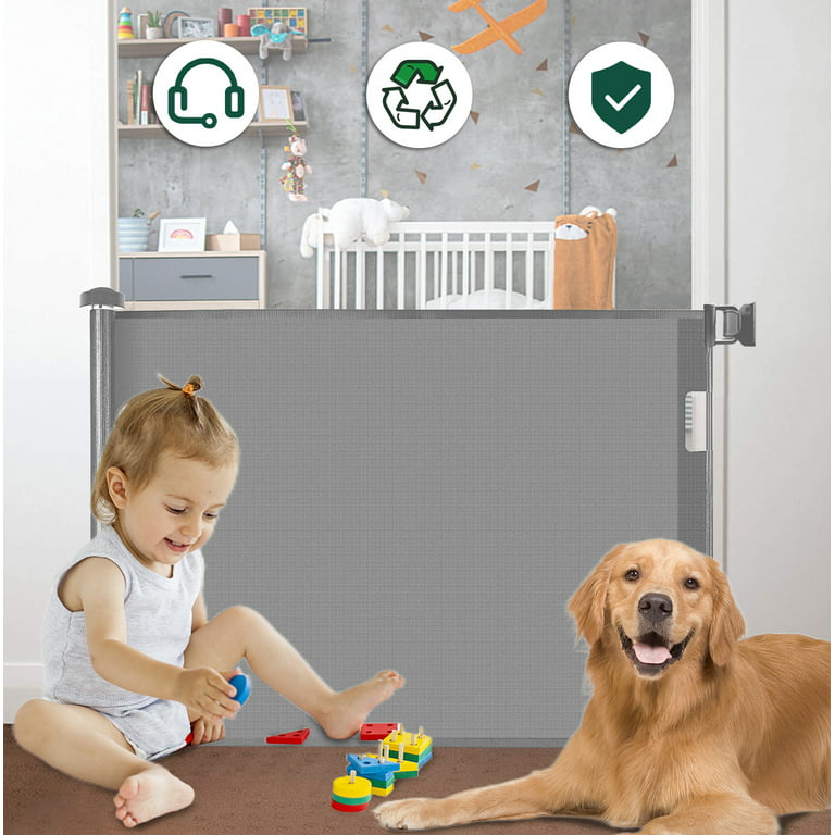 Howarmer Retractable Baby Gate, Extra Wide Baby Safety Gate,Doorways Safe  Gates for Baby and Pet 33 X 55,Child Safety Baby Gates for Stairs,  Doorways, Hallways,White 