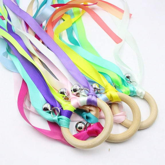 OUNONA  4 Pcs Dance Ribbon Streamer Rhythmic Pink Creative Movement Props Baby Child