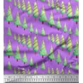 thumbnail image 1 of Soimoi Purple Cotton Voile Fabric Christmas Tree Print Fabric by Yard 56 Inch Wide, 1 of 3