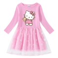 thumbnail image 1 of Hello Kitty Spring and Autumn New Girls Cotton Cute Cartoon Print Dress Star Moon Net Yarn Long Sleeve Pleated Princess Dress, 1 of 7