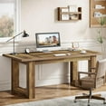 thumbnail image 3 of Tribesigns 63-Inch Executive Computer Desk, Large Home Office Desk, Industrial Writing Table with Solid Wooden Base, Workstation Work Desk, Rustic Brown, 3 of 5