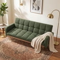 thumbnail image 3 of FFZ 69 Inch Soft Teddy Fleece Convertible Sofa Bed with Adjustable Armrests, Green, 3 of 9