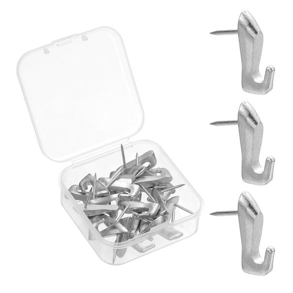 Uxcell 20 Pcs Push Pin Picture Hooks, Zinc Alloy Picture Hanging Nails, Silver