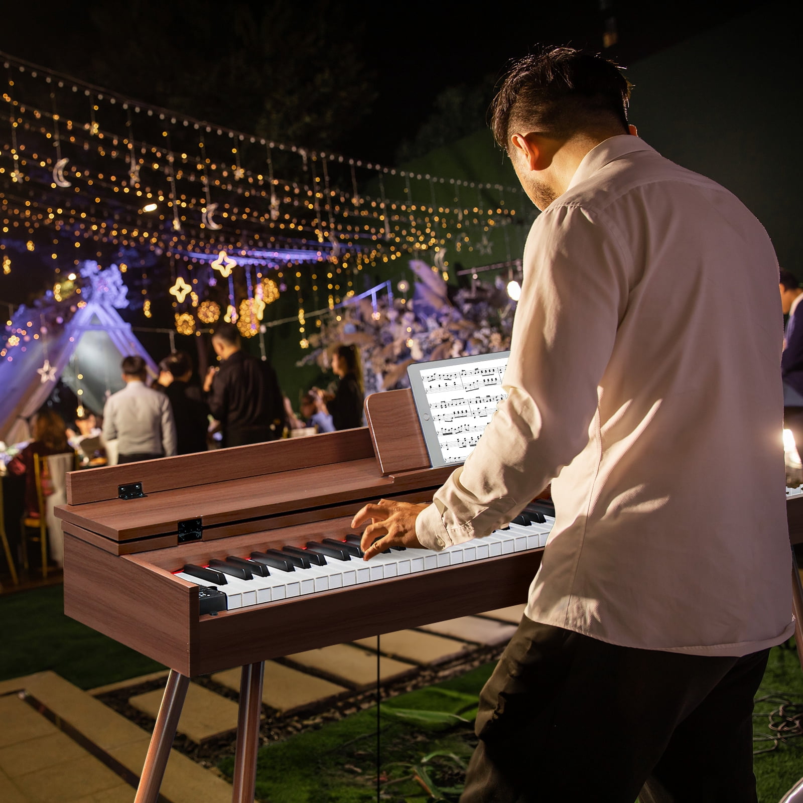 Glarry 88 Key Digital Piano,Full Weighted Keyboards Piano with Metal Stand, Triple Pedals, Headphone, Dark Brown
