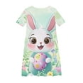thumbnail image 3 of hengsof Girls Festive Spring Party Dress, Short Sleeve Round Neck Easter Print Ballet Style Tutu Twirl Dress for Kids Ages 4 to 14 Years, 3 of 4