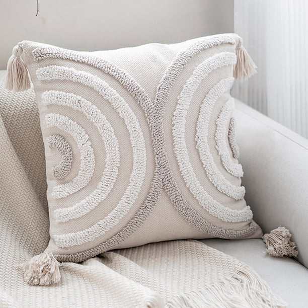 Nvzi 2 fundas de almohada bohemias de algodón con capitoné. Lo simple no es simple, funda de almohada de algodón de alta calidad, para dormir más tranquilo. 17,72 x 17,72 pulgadas (estilo A).