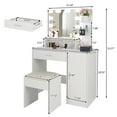 thumbnail image 6 of EDOEMSE Large Vanity Desk Set with 10 LED Bulbs, Makeup Dressing Table with Cushioned Stool for Women, Girls, Bedroom, White, 6 of 9