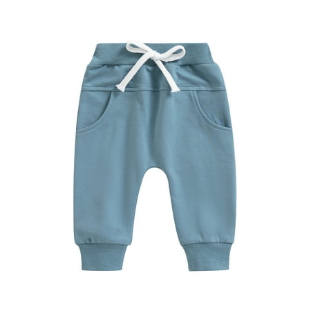 

Binpure Baby Boys Sweatpants Elastic Waist Drawstring Solid Fall Trousers with Pockets for Casual Daily