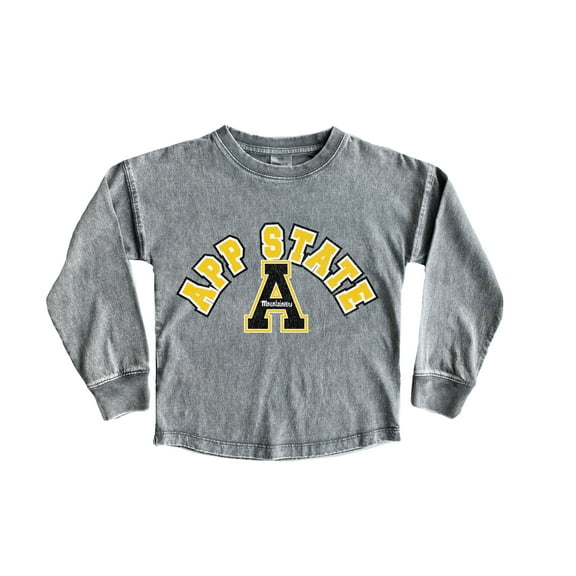 Girls Youth Gameday Couture Gray Appalachian State Mountaineers Faded Wash Pullover Top