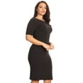 thumbnail image 2 of YELETE Short Sleeve Crew Neck Midi Bodycon Dress, Black, XL, 2 of 4