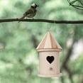 thumbnail image 3 of Casa de madera natural Yuyangstore para pájaros comedero al aire libre Agujero del corazón, 3 of 7