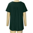 thumbnail image 5 of VANLOFE O-Neck T-Shirts Green Round-Neck Shirts Gift for Sister Women's Solid Color Crew Neck Button Pleated Tunic Casual Shirt Crew Neck Button T-Shirt, 5 of 7