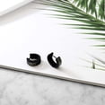 thumbnail image 4 of Gem Stone King Black Stainless Steel Huggie Hoop Earrings 13mm Length, 5mm Width, 4 of 4