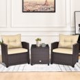 thumbnail image 3 of Gymax 3PCS Outdoor Patio Rattan Conversation Set w/ Cushion Coffee Table, 3 of 10