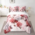 thumbnail image 2 of Girls Flower Bed in a Bag 7-Piece Hydrangea Floral Bedding Set for Women,Red Gradient King Size Comforter Set Vintage Ombre Bedding Comforter Sets,Oil Painting Aesthetic Bed Set Room Decorative, 2 of 6
