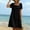 Black, variant on Women's Square Neck Short Sleeve Babydoll Midi Dresses Eyelet Hollow Hem Solid Color 100% Cotton Casual Dress for Daily Wear in Spring Summer S-3XL