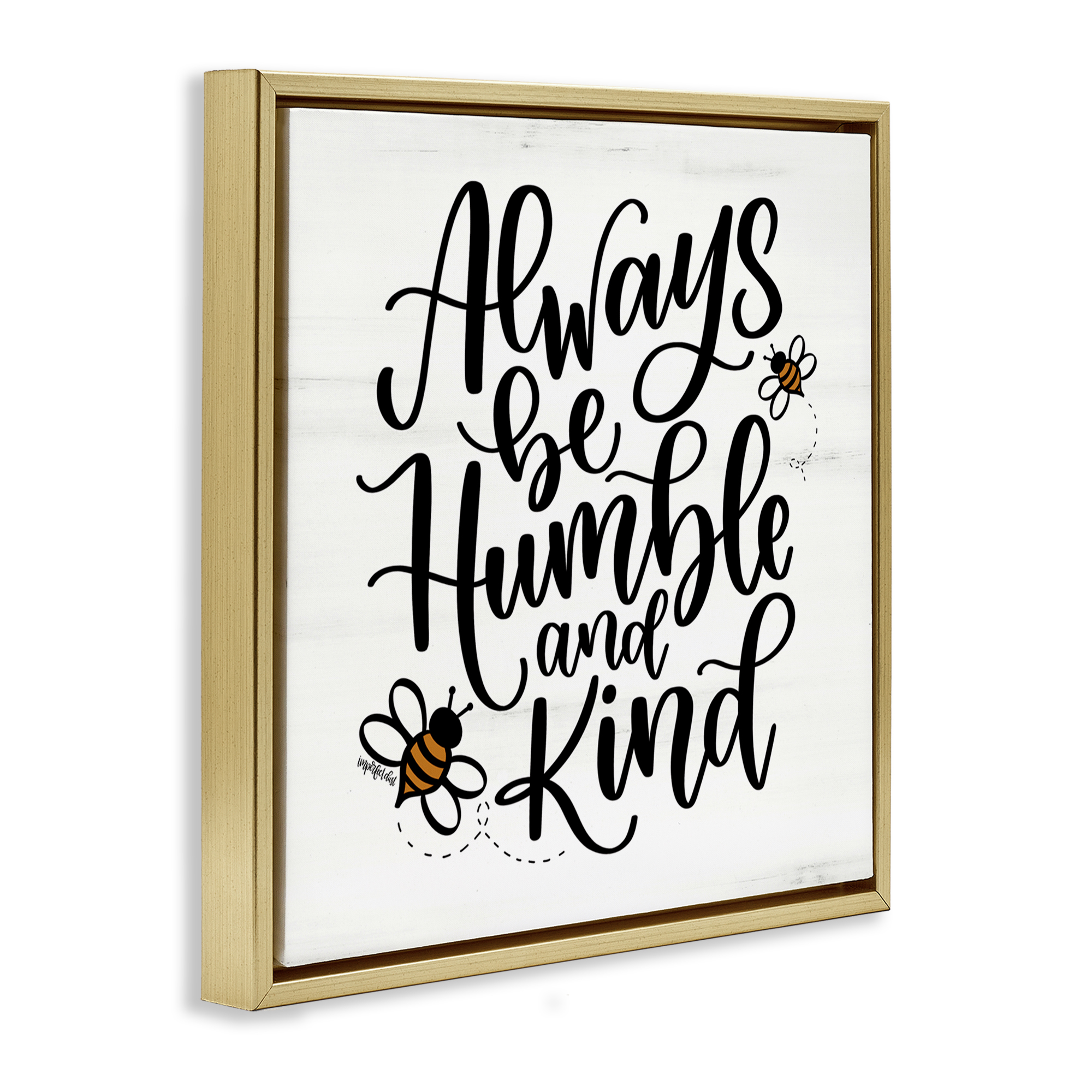 Stupell Industries Inspiring Humble & Kind Animals Painting Gold Floater Framed Canvas Art Print Wall Art, 25 x 25