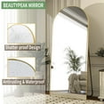 thumbnail image 3 of BEAUTYPEAK 76"x 35" Oversized Full Length Mirror Arch Standing Floor Mirror Full Body Mirror, Gold, 3 of 9