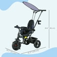 thumbnail image 3 of Qaba 6 in 1 Kids Tricycle with Removable Handlebar and Canopy, Navy Blue, 3 of 10