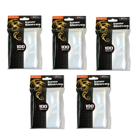 BCW 100 Count Standard Size Inner Clear Sleeves - 5 Packs