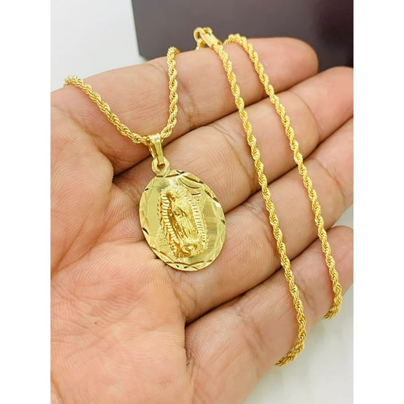 Our Lady of Guadalupe Charm Necklace for Womens in Gold Filled 20" / Everyday Necklace /Tiny Pendant / Cadena de Guadalupe para Mujer en Oro