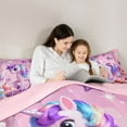 thumbnail image 5 of Homewish Dreamy Cartoon Unicorn Twin Bedding Sets 7-Piece for Teen, Cute Stars Rainbow Bedding Comforter Set, Fairy Tale Theme Reversible Sheet Sets, Luxury Bedroom Decor, 5 of 8