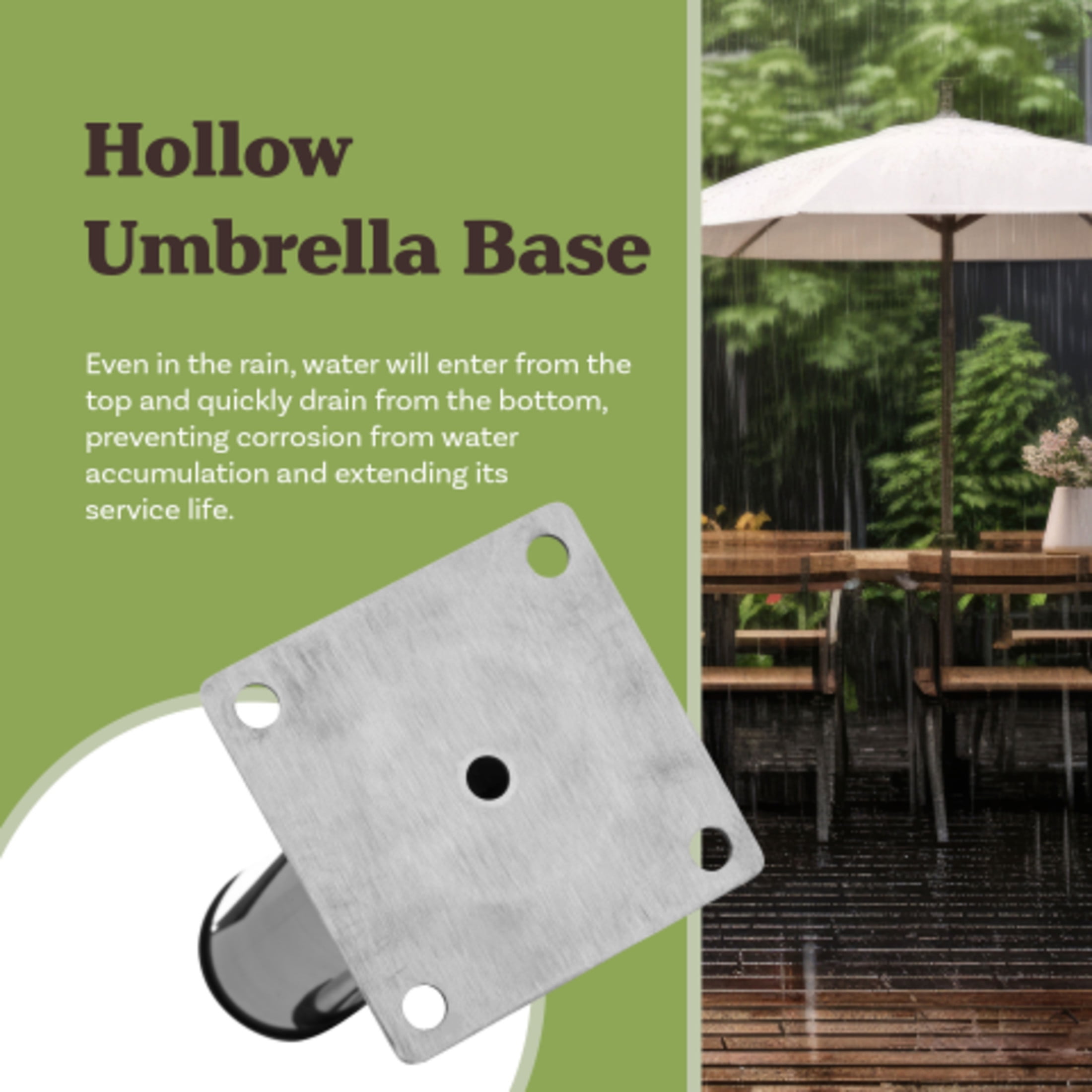 Pure Garden Adjustable Inground Deck Umbrella Base Stand or Flagpole Holder, 1.25-2.2-in Diameter, Silver