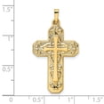 thumbnail image 3 of Auriga 14K Yellow Gold Polished and Textured Hollow Scroll Design Double Cross Pendant for Women, 3 of 6