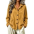 thumbnail image 6 of TtopsQueen Women’s Corduroy Button Down Shacket, Lapel Collar, Long Cuffed Sleeve, Dual Side Patch Pockets, Loose Drop‑Shoulder Oversized Shirt Jacket For Casual Street Going‑Out Yellow,S, 6 of 6