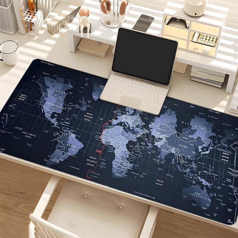 HELLOYOUNG Gaming Mouse Pad with Rubber Base, Lock Edge Anti-Slip Technology, Blue Terrain Design, Large Desk Mat for Home Office, Gamer Gift for Men Women