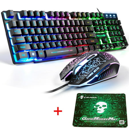 Wired Rainbow Backlight Usb Gaming Keyboard + Mouse + Mouse