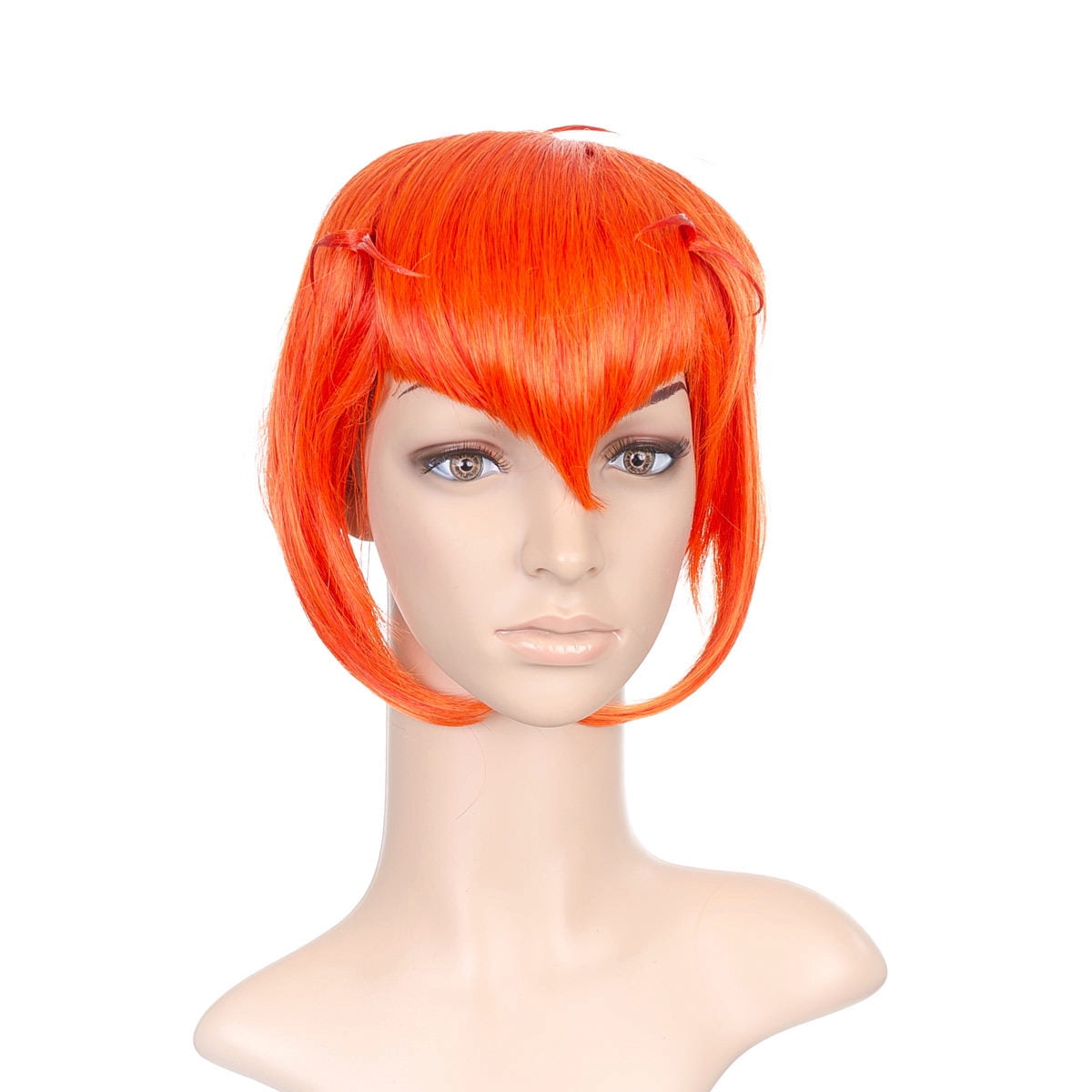 Bright Orange Styled Short Length Anime Cosplay Costume Wig with Long