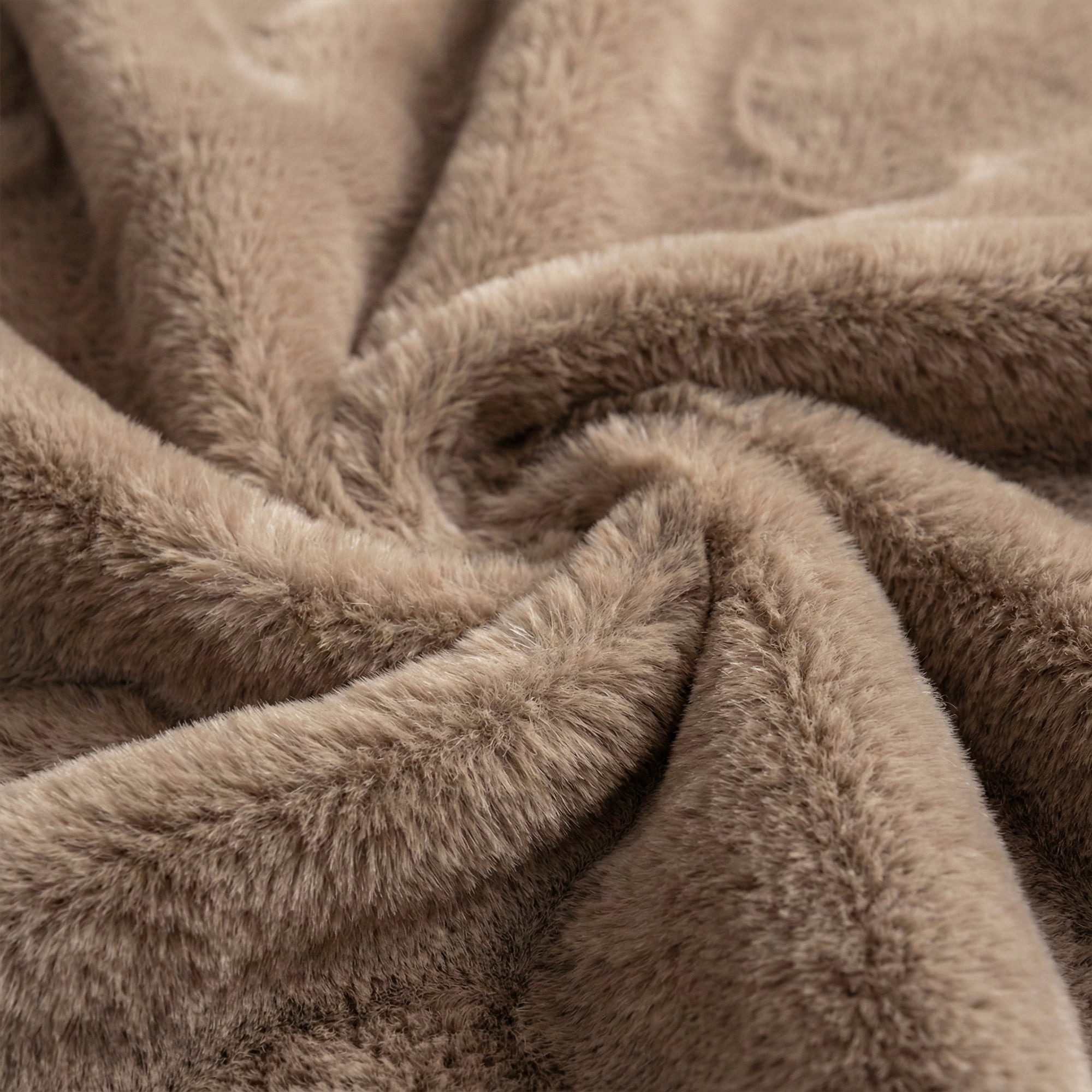 Americanflat Throw Blanket - 50x60 Inch Double Sided Luxe Faux Fur - Soft Plush Fleece Bedding - Cozy Warmth For Living Room Couch Or Sofa - Taupe
