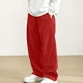 thumbnail image 5 of Pants For Boys Dqueduo Boys' Solid Color Straight Wide Leg Casual Sportswear Elastic Waist Side Pocket Corduroy Pants, Sizes 5-15 Years, 5 of 10