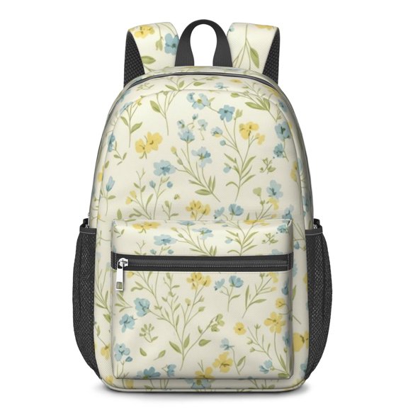 Pioneer Flower Floral Print Pattern 17" School Backpacks for Teens,Waterproof Oxford Fabric,S-Shape Padded Straps for School,Travel,Hiking,Camping