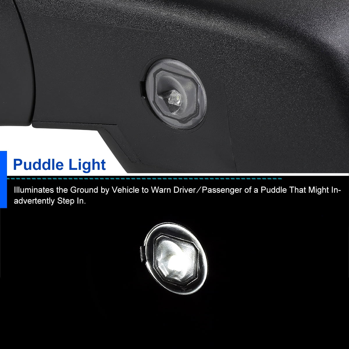 Spec-D Tuning Left Driver Side Chrome Power Heated Mirror w/ Puddle Light Compatible with 2014-2018 Chevy Silverado, GMC Sierra