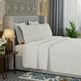 thumbnail image 4 of Color Sense 4-Piece Brushed Percale Cotton Blend Bedsheet Set, Cool & Crisp, Breathable, Wrinkle Resistant, King, Gray Paisely, 4 of 10